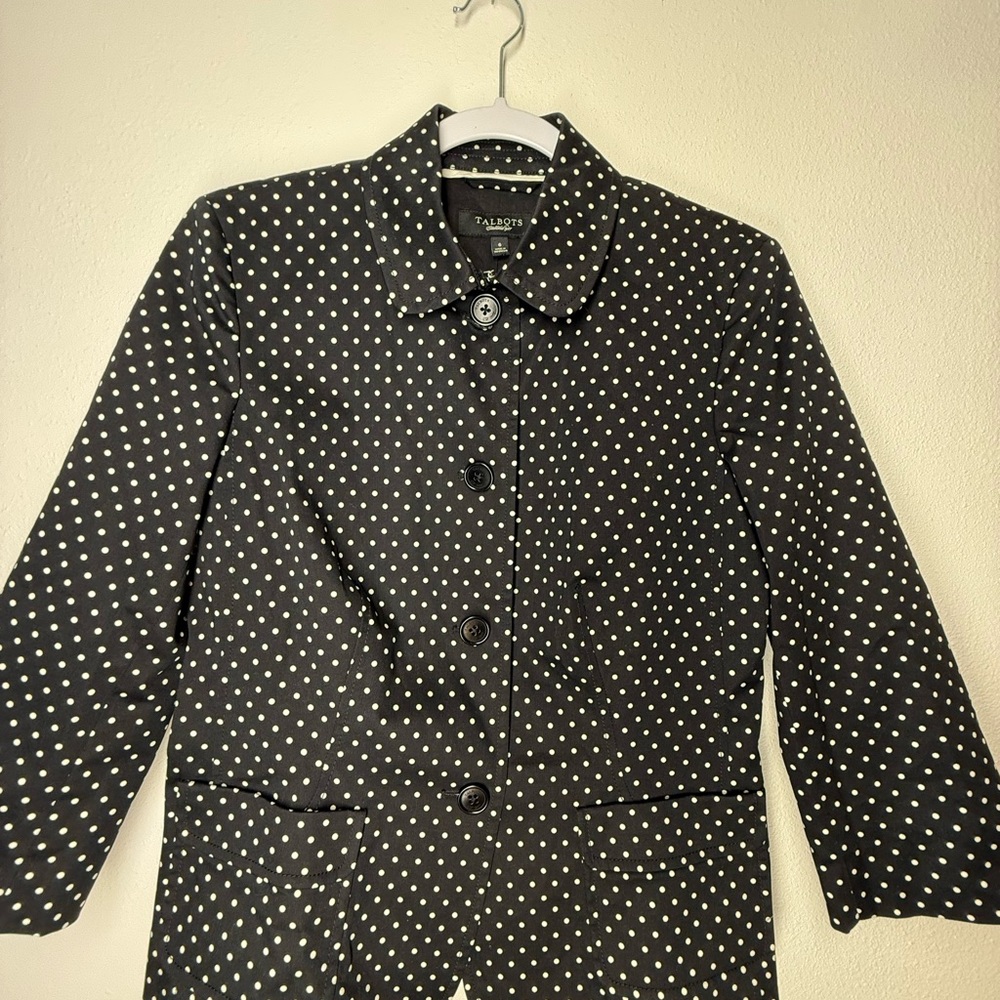 Talbots Black Jacket with White Dots
